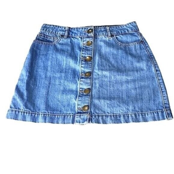 Forever 21 Skirt Mini Jean Button Front Denim Juniors Women's Medium - Picture 1 of 6